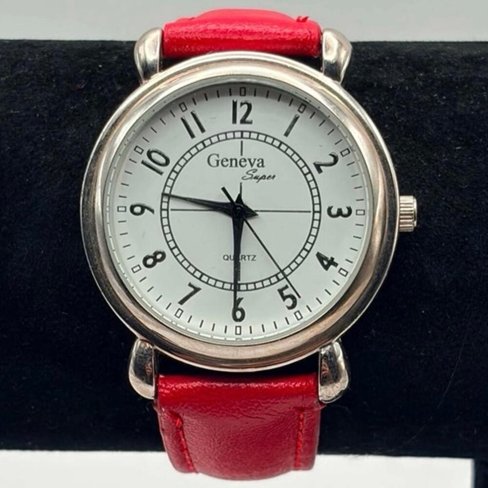 Vintage Silver & Red Men's Watch